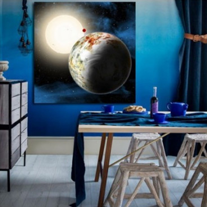 Πίνακας σε καμβά με ήλιο γη και φεγγάρι